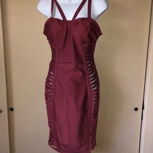 Sexy maroon body con dress